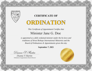 Ordination Certificate
