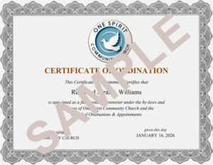 Sample Ordination Certificate
